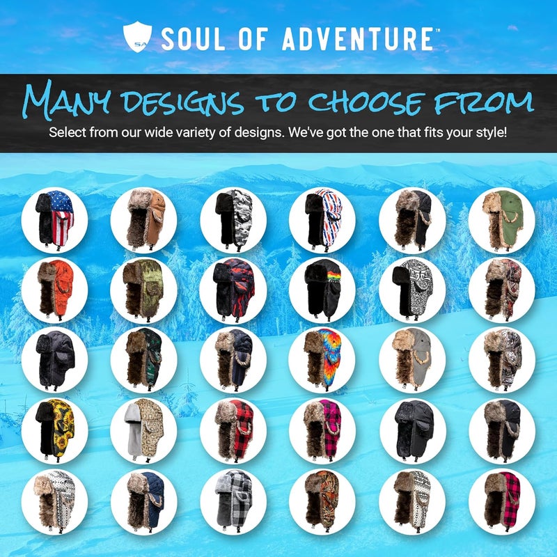 SA Company Trapper Hat Winter Hats for Men & Women | Ushanka Russian Hat | Faux Fur Hat with Ear Flap (Snow Camo) - Image 5